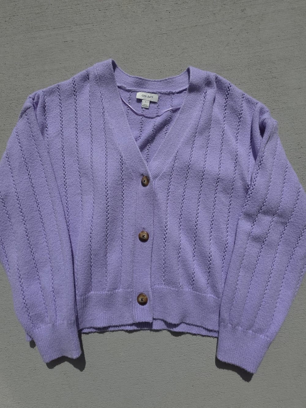 On 34th Lavender V-Neck Button Cardigan Sweater Womens Large